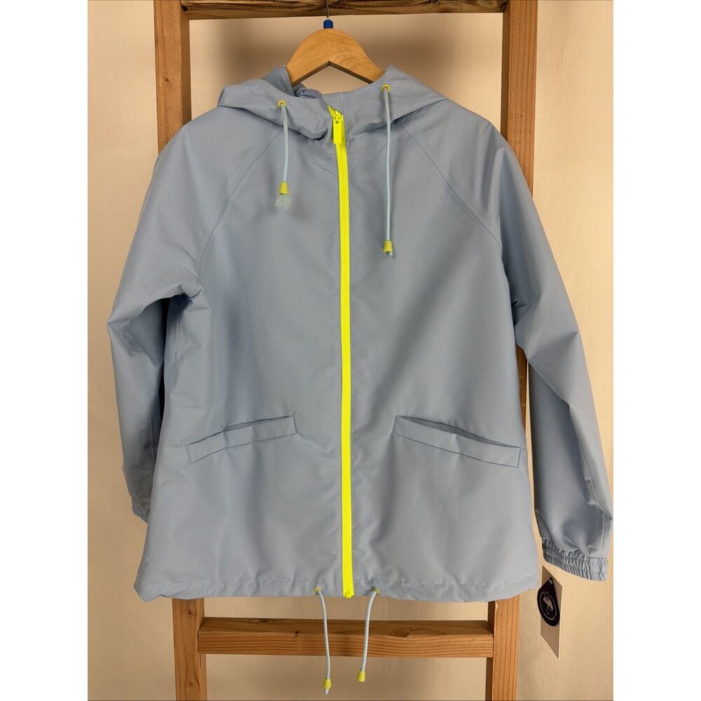 NWT Nikki Jones Blue Hooded Jacket Raincoat Changes in Rain! #0973 Size XS